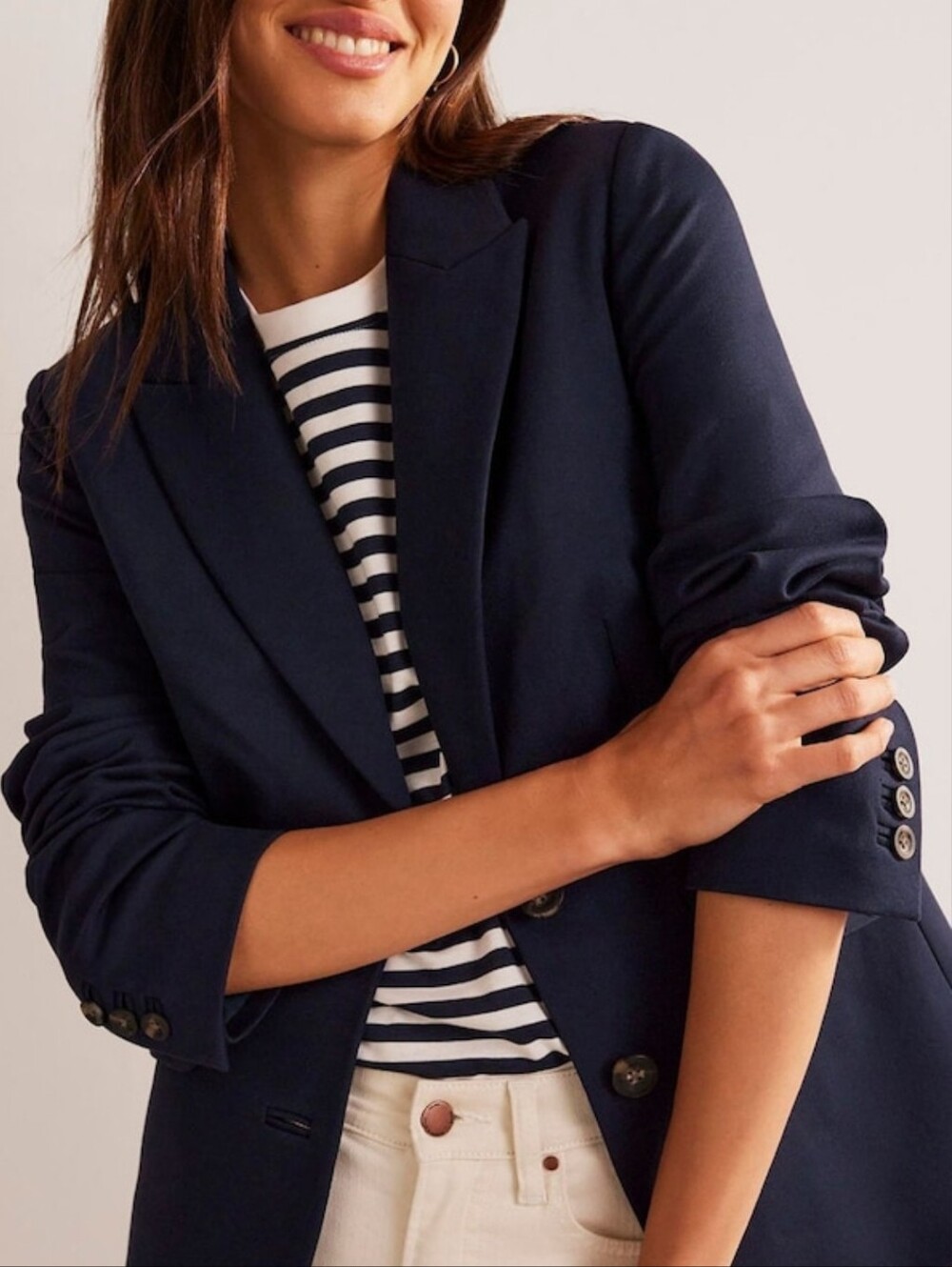 BODEN Navy Blue Ponte Stretch Blazer